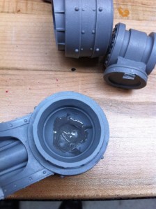 Reaver Titan shoulder with JBWeld, ready to glue in arm top