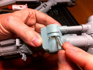 Seating the knee pins on a Reaver Titan