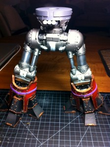 Reaver Titan lower leg armor plates, drying with rubber bands