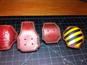 Reaver titan leg armor being painted