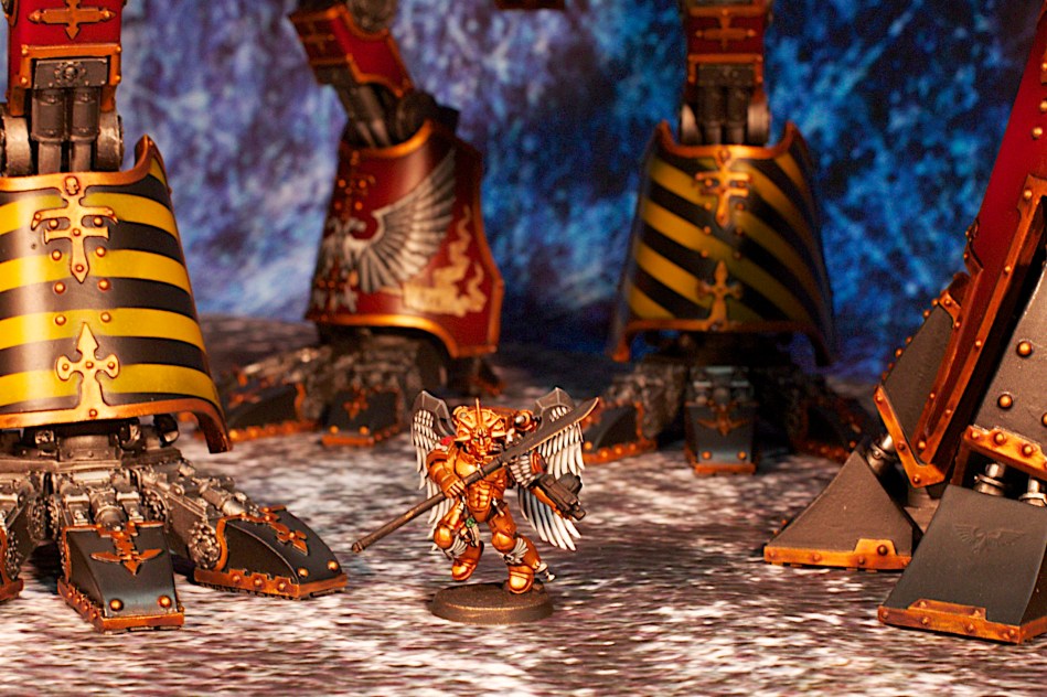 Forgeworld Warhound Titan scale shot with Sanguinary Guard